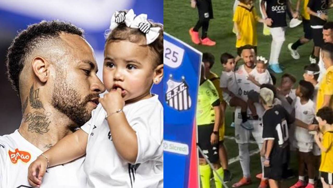 Mavie rouba a cena ao acompanhar Neymar Jr. no campo!