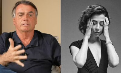 Bolsonaro - Reprodução Léo Dias TV / Fernanda Torres - Reprodução Instagram