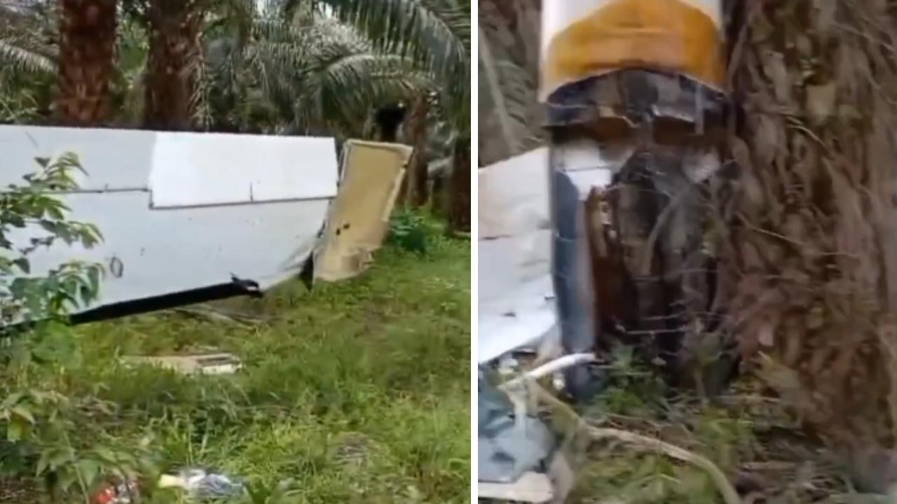 Avião cai em zona rural.