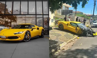 Ferrari no valor de 4 milhões de reais foi destrúida após acidente