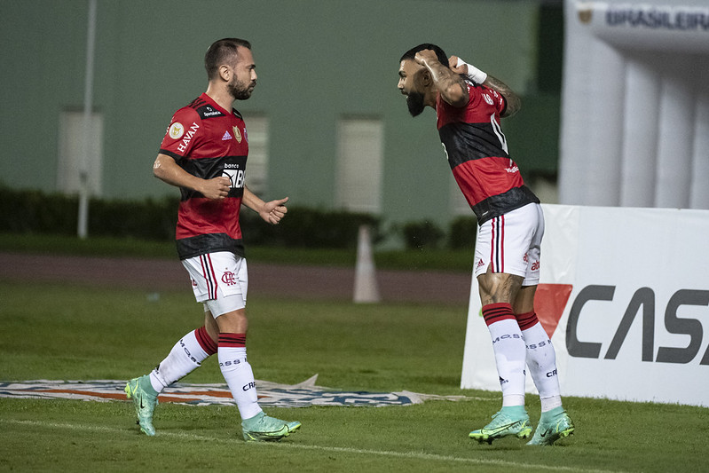Gabigol e Everton Ribeiro comemoram gol do Flamengo