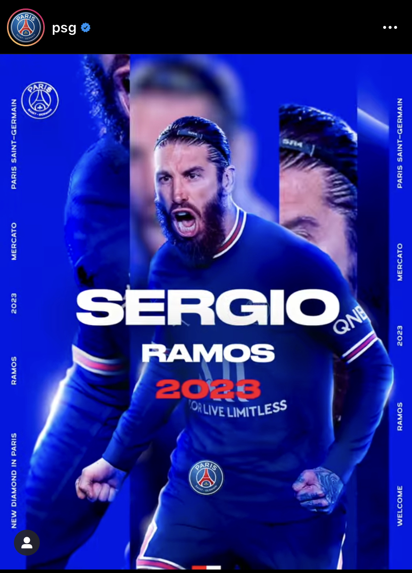 Instagram PSG Sergio Ramos