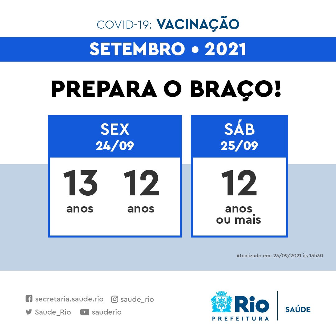 Novo calendário de vacinação contra a Covid-19 no Rio