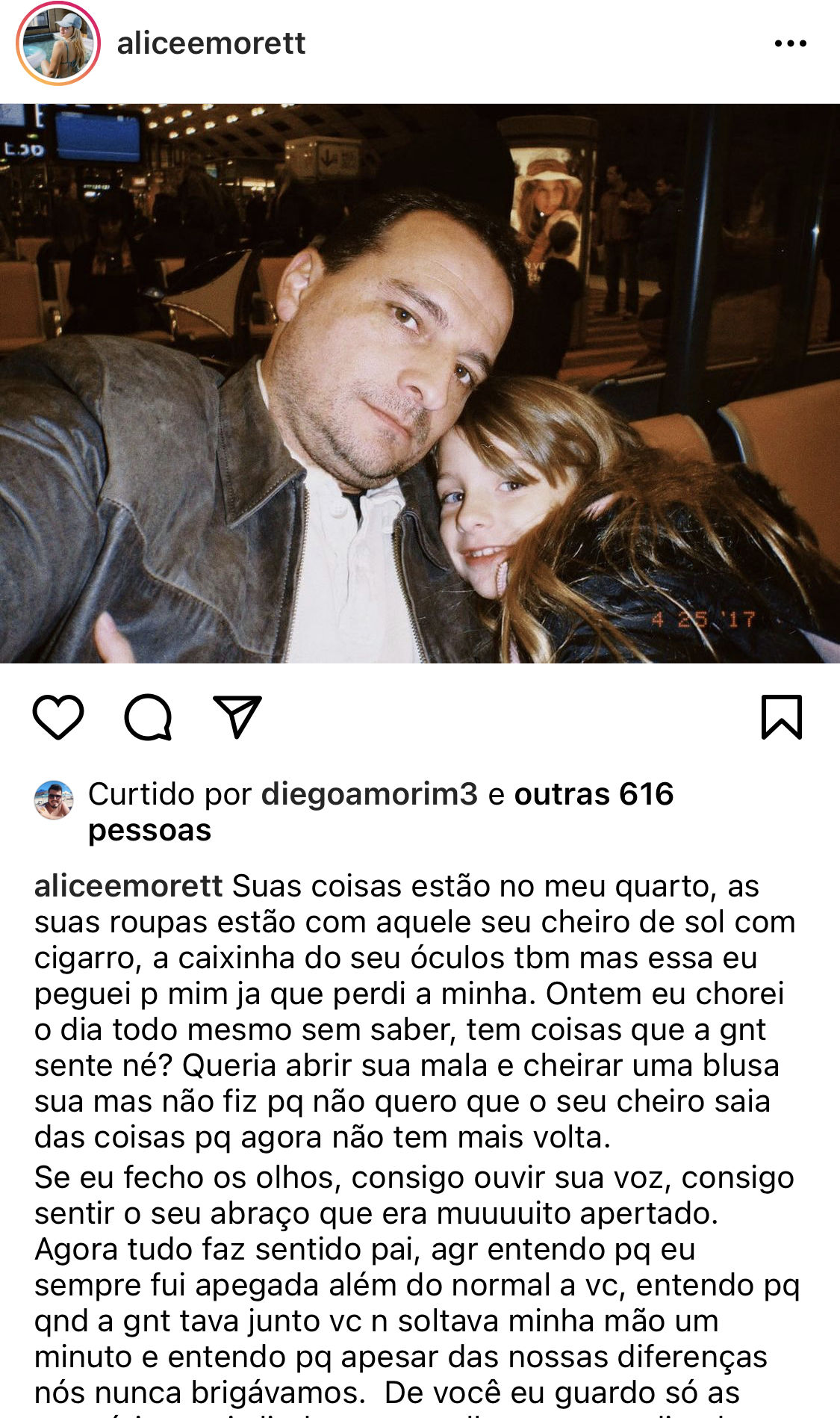 Filha de Leonardo Machado lamenta morte do pai nas redes sociais