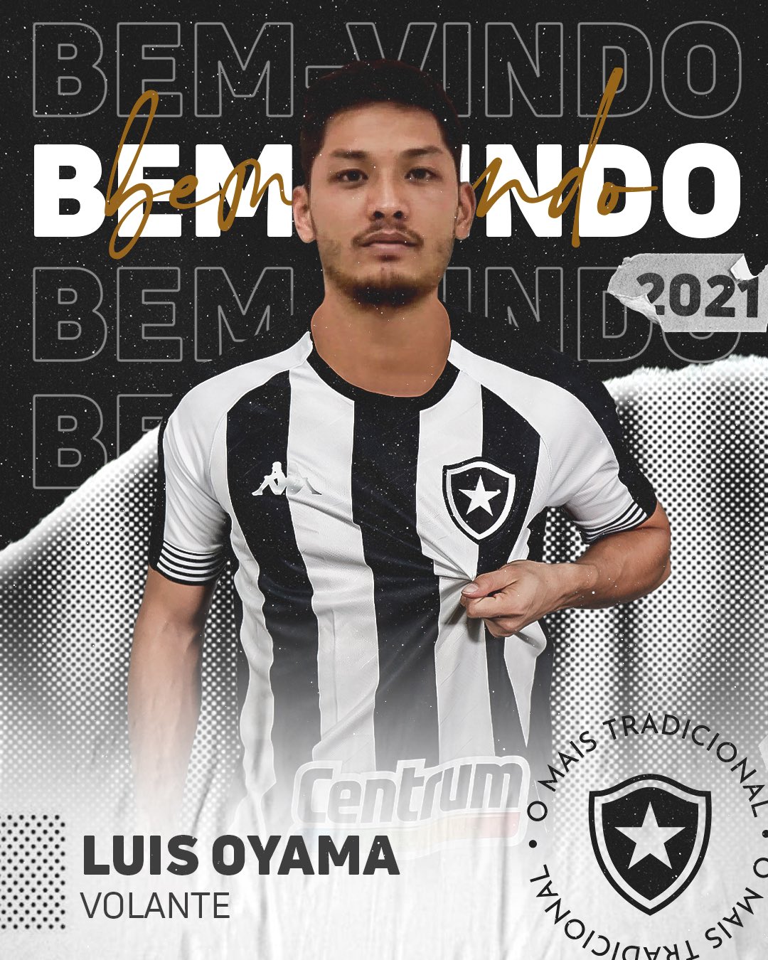 Arte apresentação Oyama camisa do Botafogo