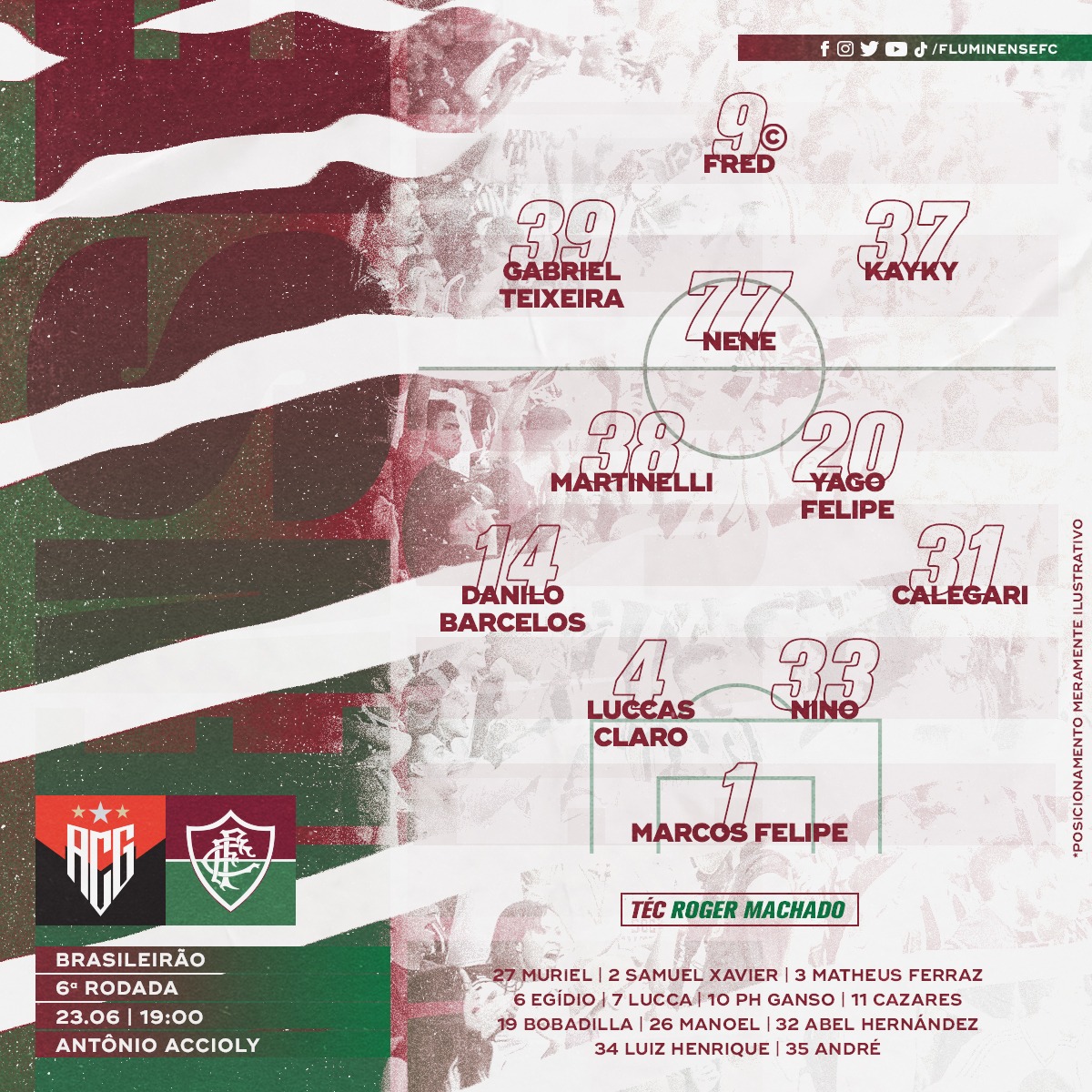 Fluminense escalado para pegar o Atlético-GO pela Série A