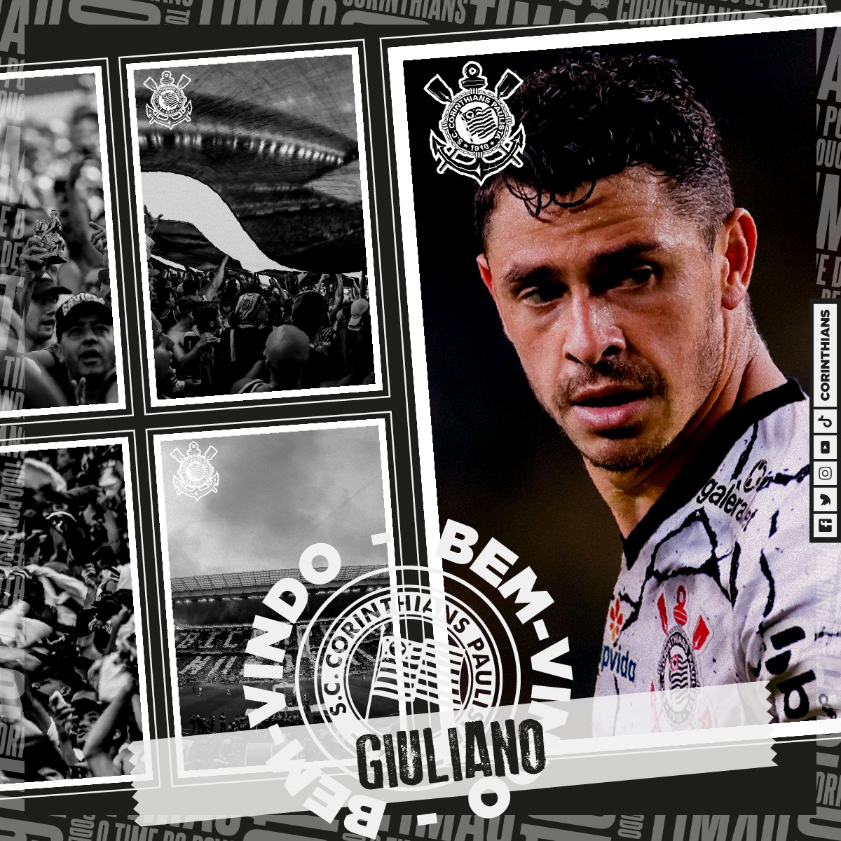 Em montagem, Giuliano aparece com a camisa do Corinthians