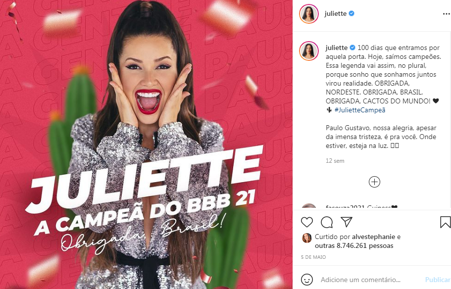 Juliette post Instagram