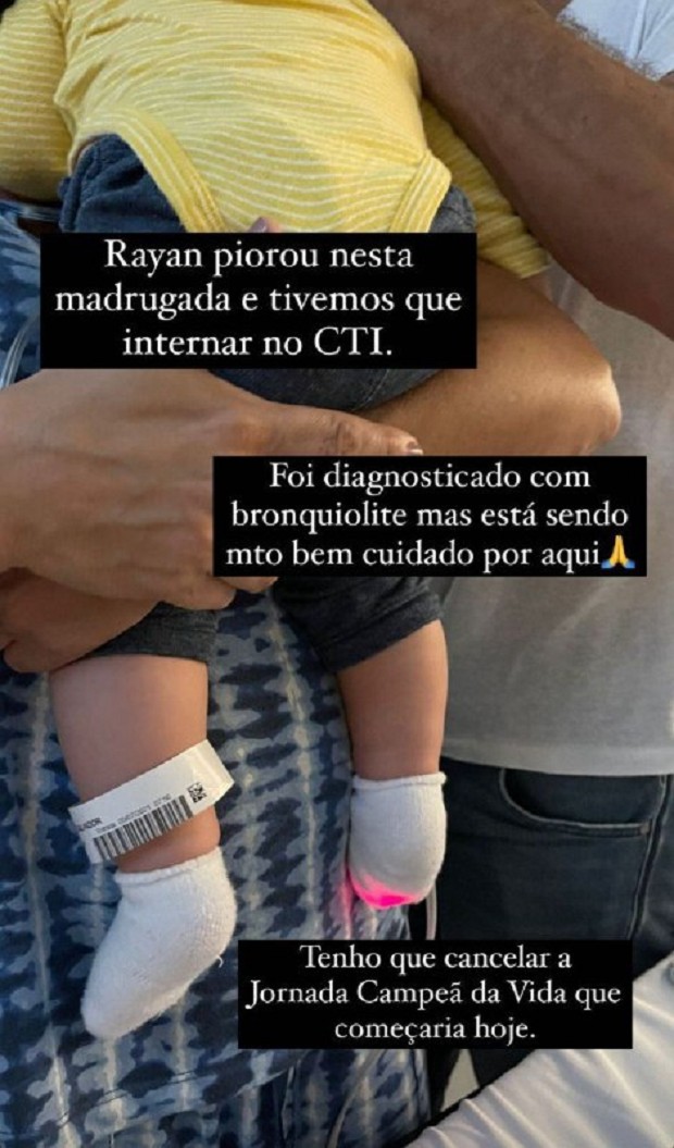 Print do Instagram da Kyra Gracie falando sobre internação do filho Rayan