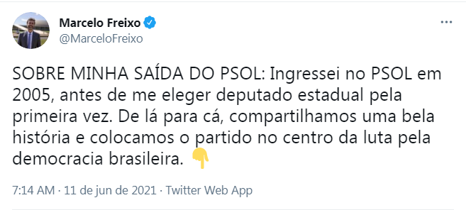Marcelo Freixo oficializa sua saída do Psol