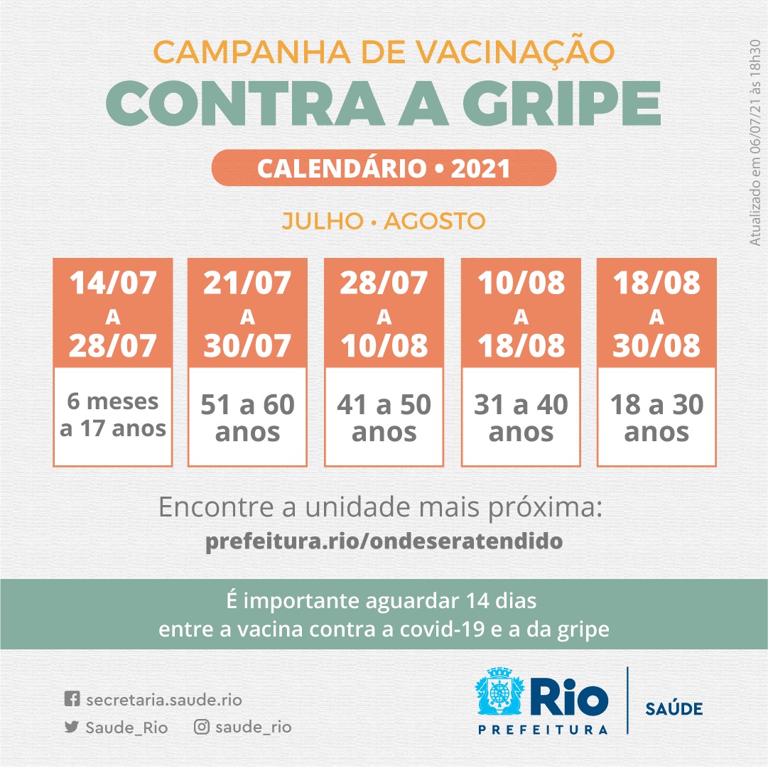 Prefeitura divulga novo calendário de vacinação contra a gripe no Rio (Divulgação: SMS)