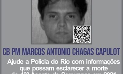 Na imagem, portal dos procurados divulgando a procura dos envolvidos na morte do cabo da PM Marcos Antônio Chagas