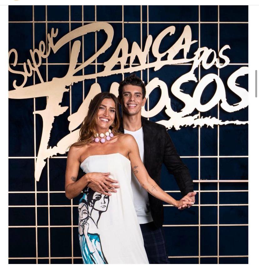 Maria Joana com o professor de dança Marcus Viana na apresentação da Super Dança dos Famosos