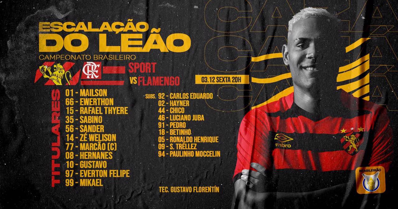 Sport escalado para pegar o Flamengo pelo Campeonato Brasileiro