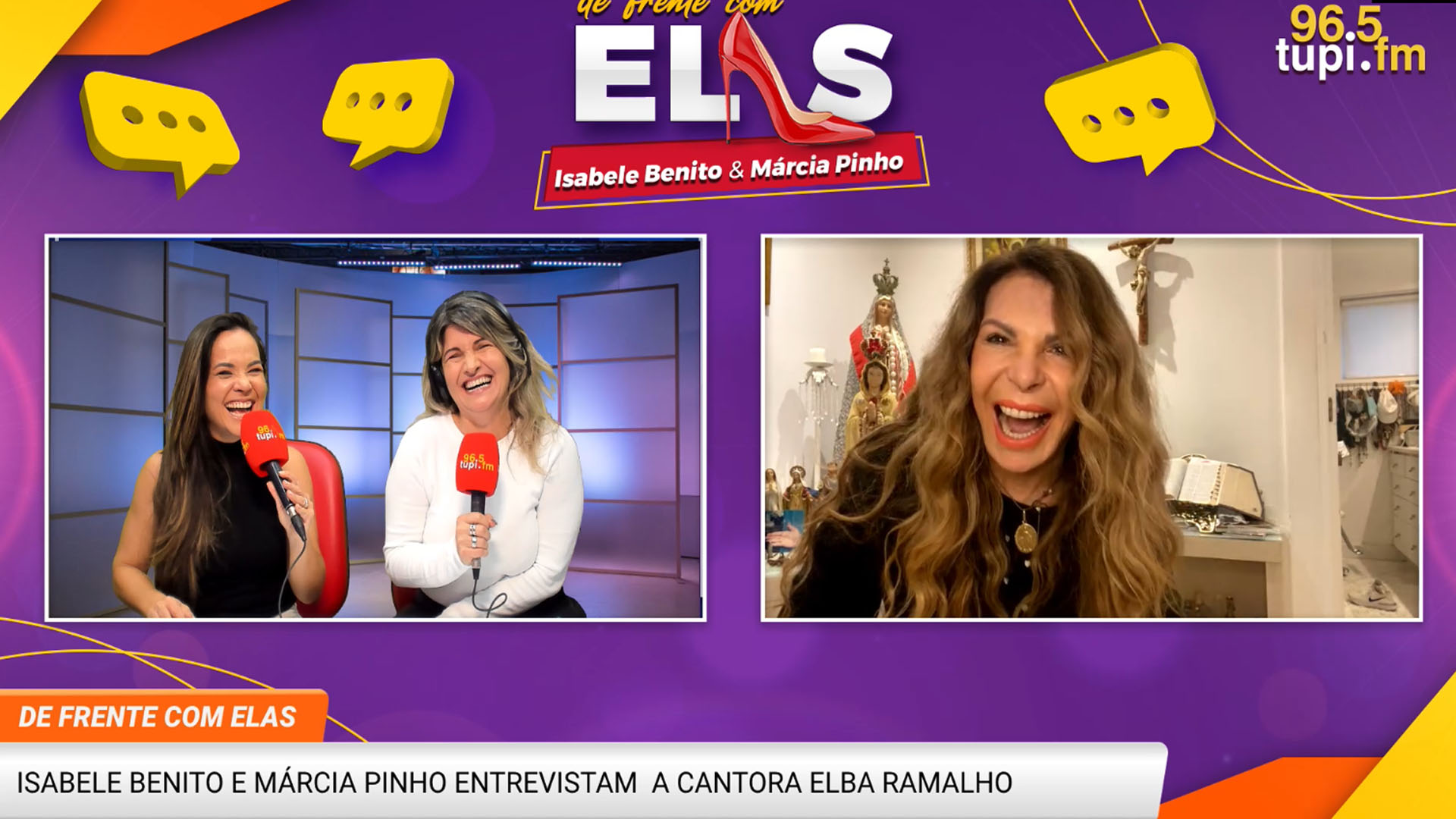 Chamada por vídeo com Isabele Benito, Márcia Pinho e Elba Ramalho
