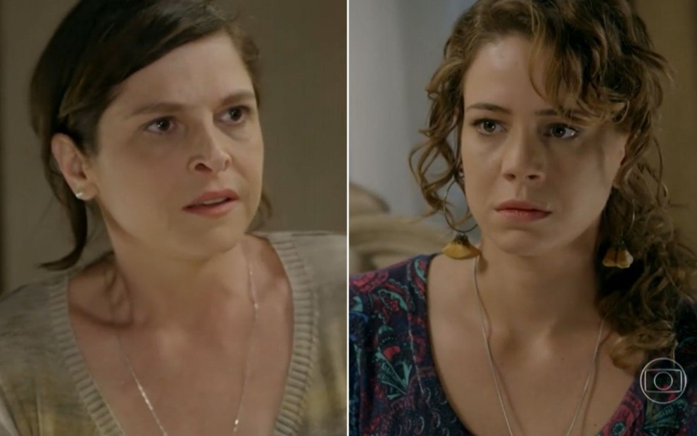 Cora pede para Cristina levá-la à sala de reuniões e ouve Maria Marta falar com Silviano sobre o diamante cor-de-rosa (Reprodução: TV Globo)