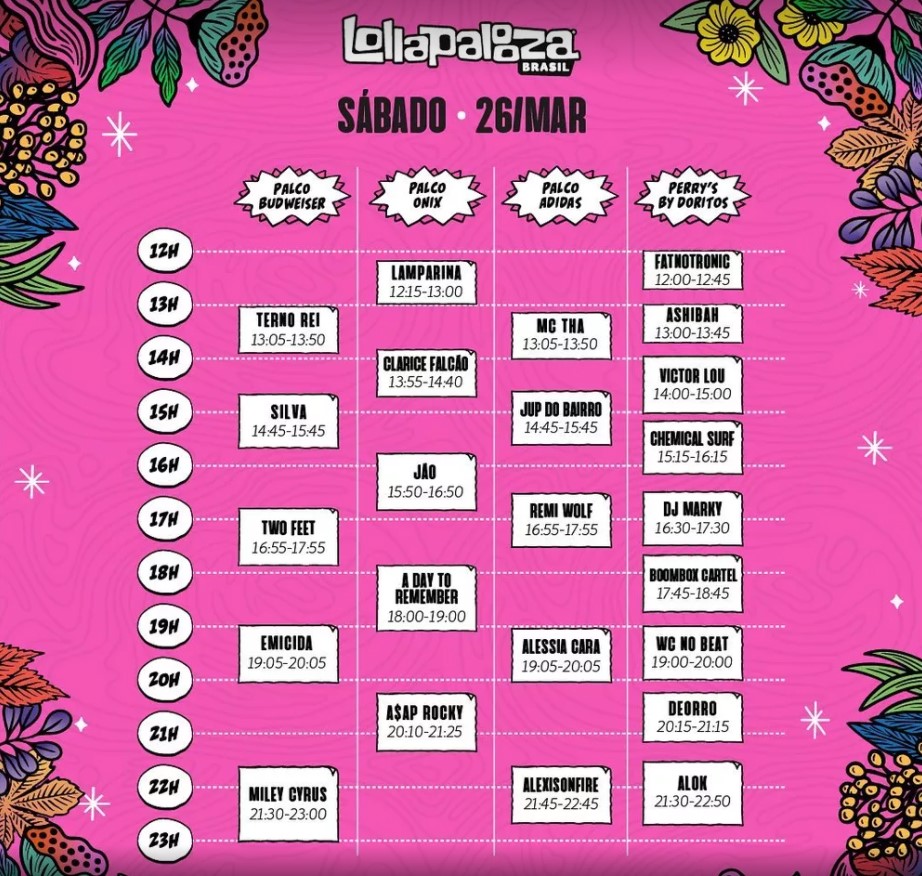 Line-up do segundo dia do Lollapalooza Brasil