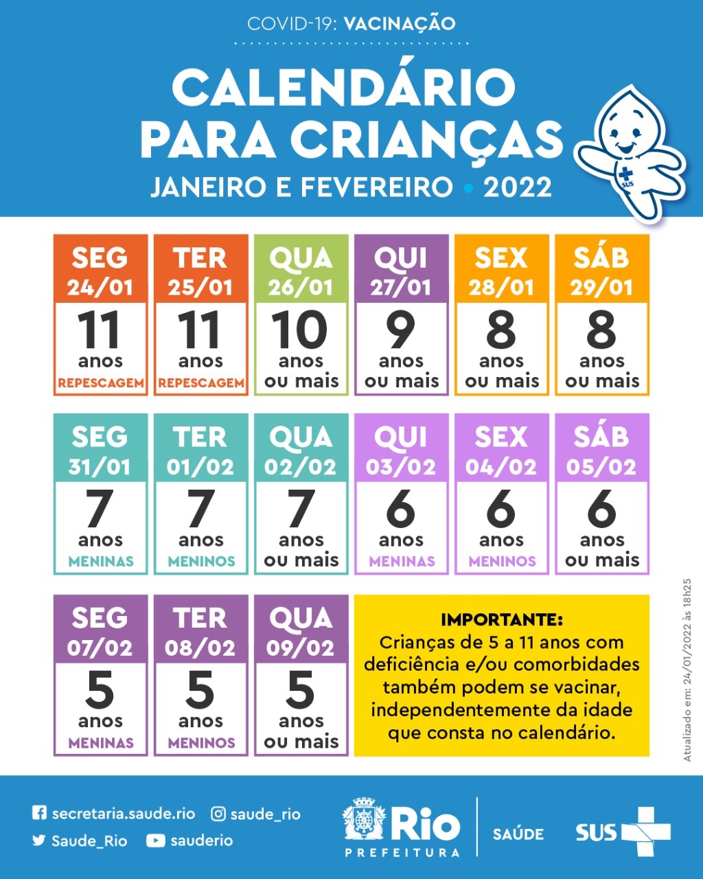 novo calendário de vacinação de crianças no Rio