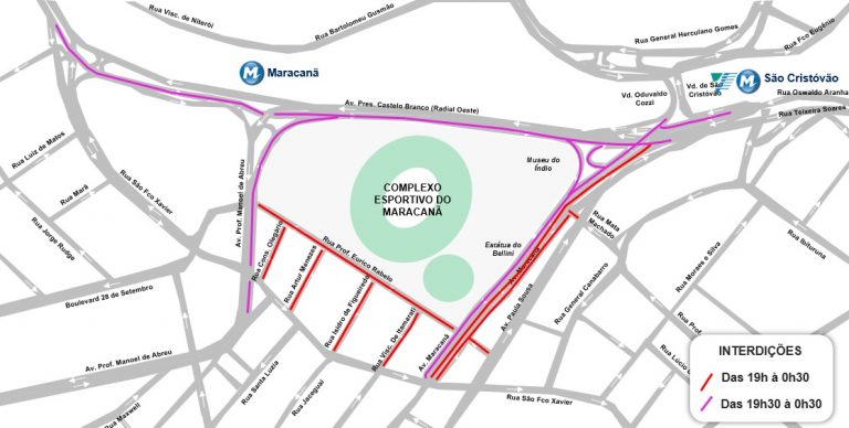 CET-Rio anuncia interdições de trânsito para o jogo do Maracanã